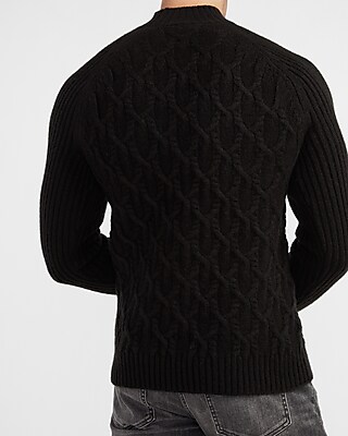 Cromoncent Mens Cable Knitted Turtle Neck Pullover Slim Jumper Sweater 